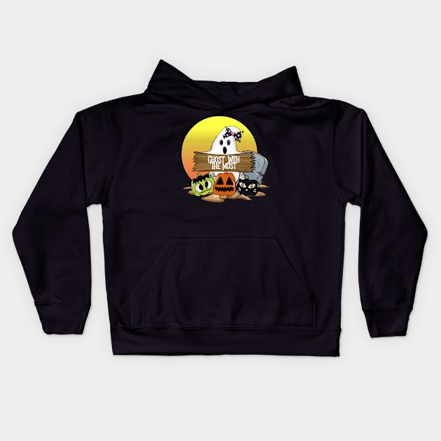 Halloween Ghost With The Most Funny Trick Or Treat Kids Hoodie by TheAparrelPub